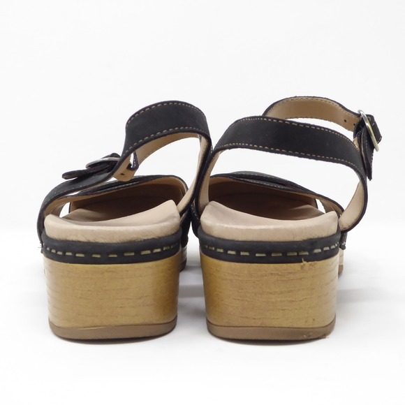 Dansko Womens Betsey Black Milled Nubuck Clog Sandals Ankle Strap Size 39 / 8.5 - Picture 4 of 7